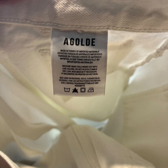 AGOLDE Cooper Cargo Jeans Women's 31 Milkshake Straight Leg Full Length Denim - Picture 6 of 10